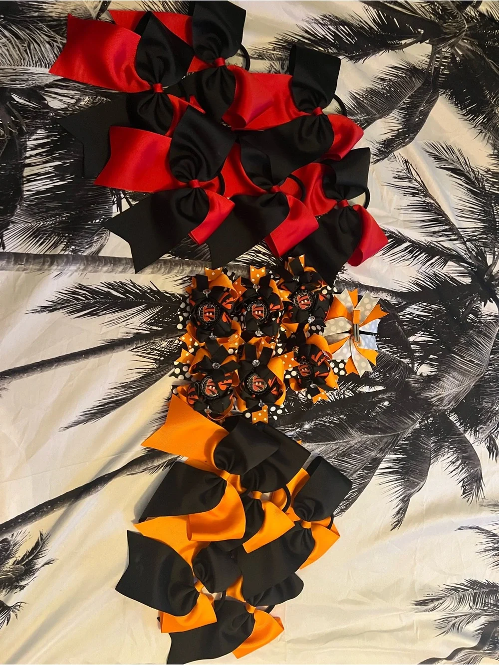 Red, Black & Orange Hair Bow Bundle